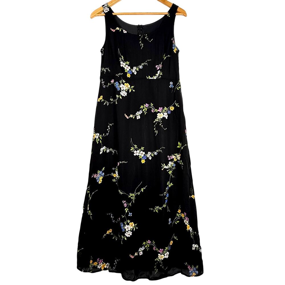 Vintage Robbie Bee Petite Black Floral Maxi Dress